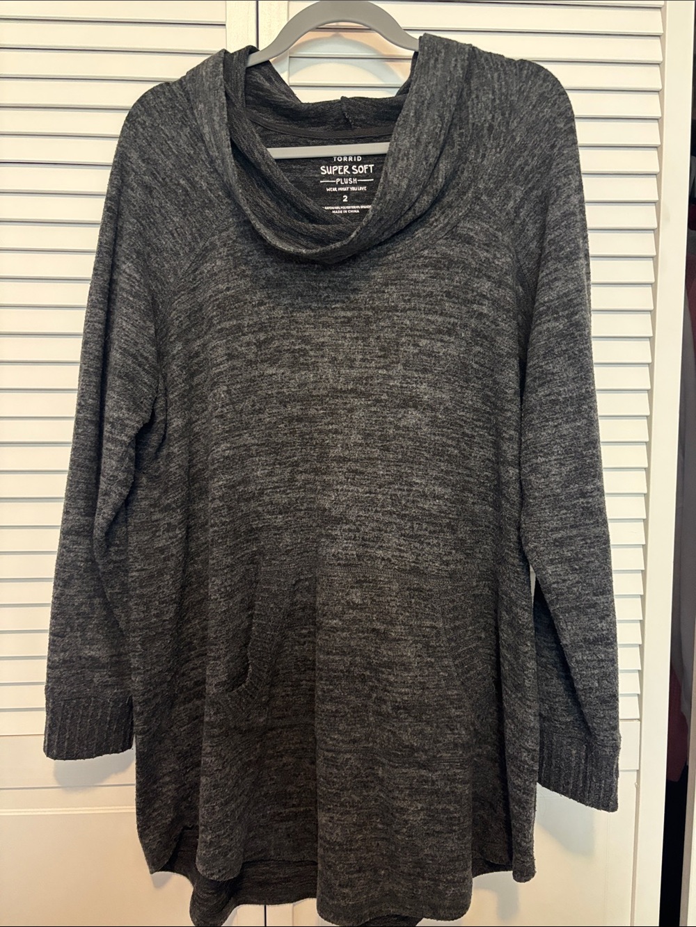 torrid Charcoal Marled Cowl-Neck Sweater
